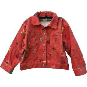Carter's Girls 3T Corduroy Toddler Kids Jacket Red Orange Floral